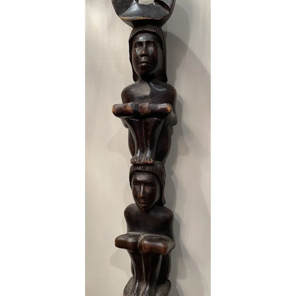 Vintage Native American Totem Pole Collection Hand Carved Bowl Solid Wood 26.5